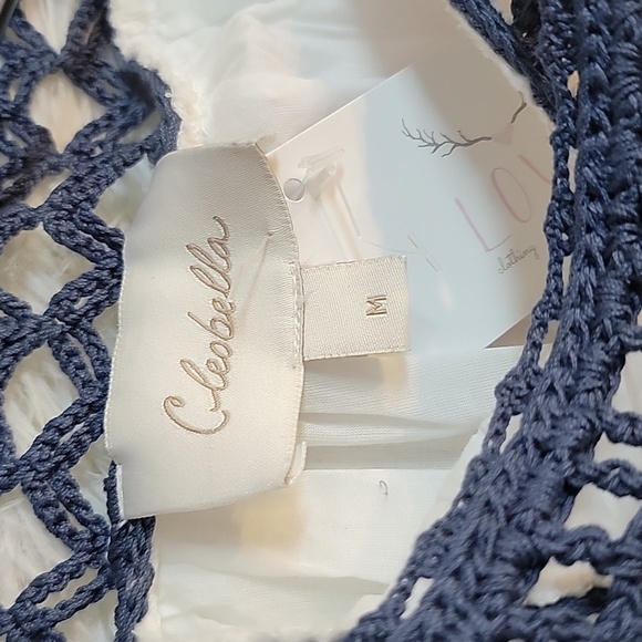 Cleobella | Navi Embroidered White and Blue Women's Top - Picture 8 of 11